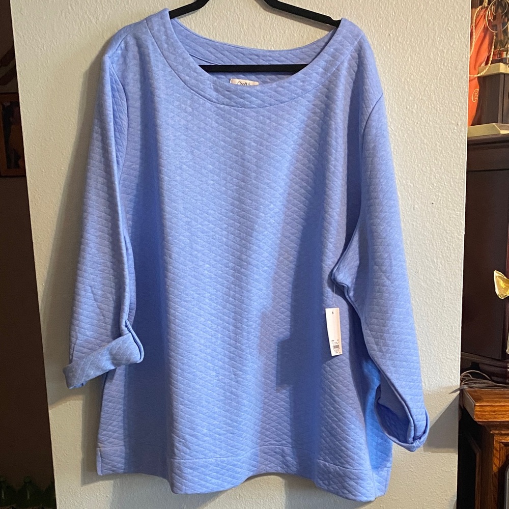 Croft & Barrow Light Blue Quilted Sweatshirt